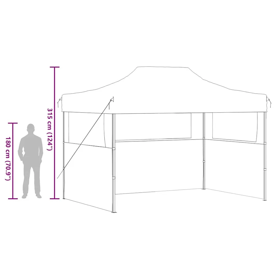 Tente de réception pliable avec 3 parois 3x4 m Acier Crème - 12