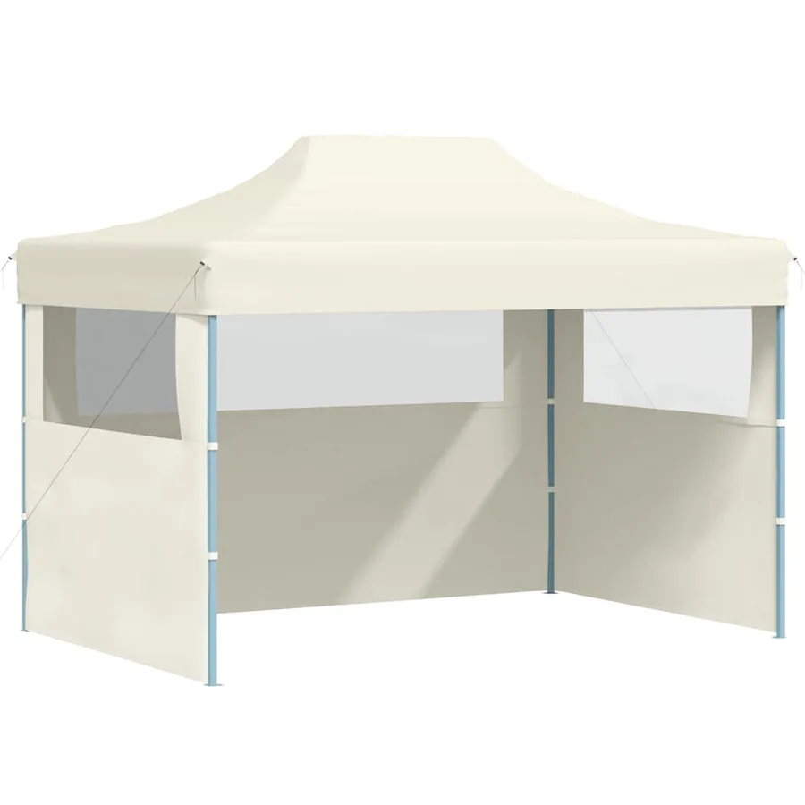 Tente de réception pliable avec 3 parois 3x4 m Acier Crème - 2