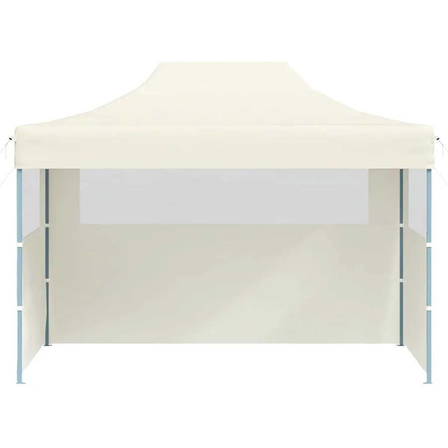 Tente de réception pliable avec 3 parois 3x4 m Acier Crème - 4