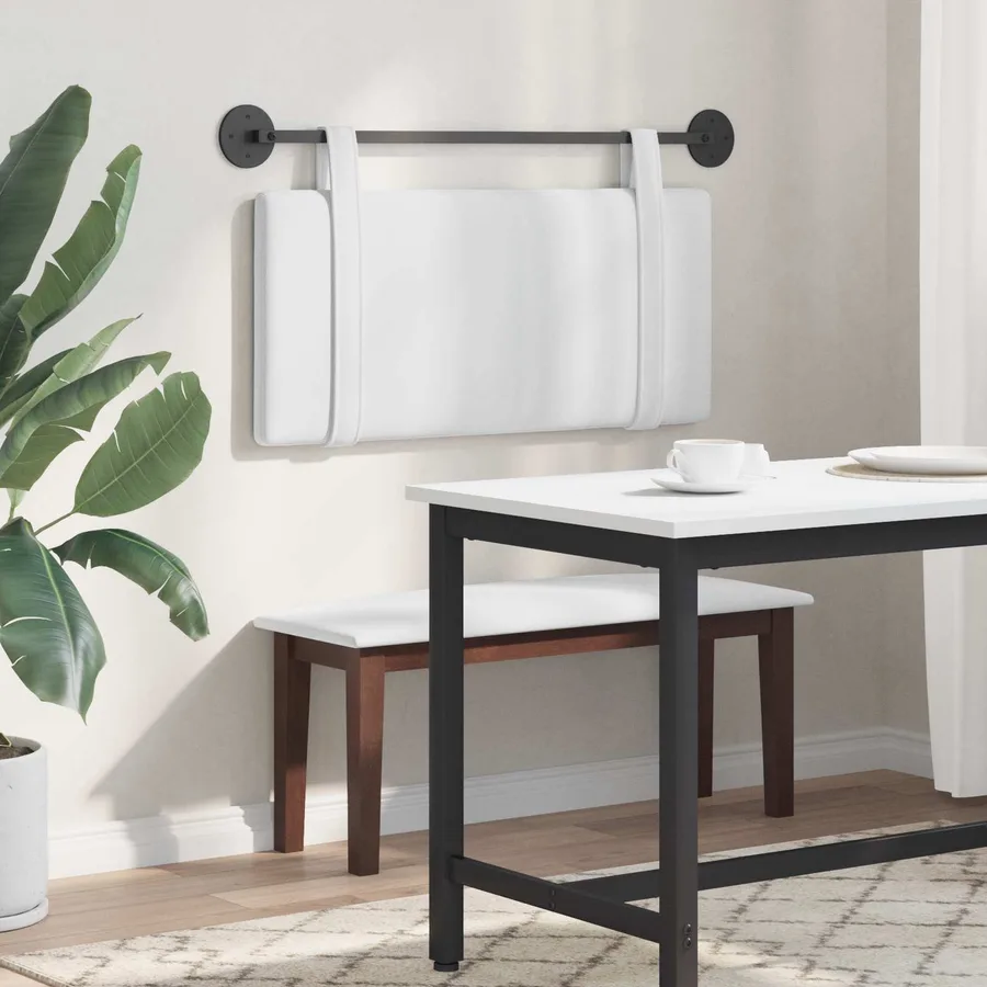 Tête de lit suspendue Blanc Tissu - 4
