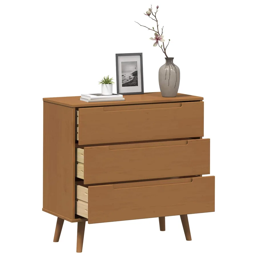 Commode MOLDE Caramel 80 x 40 x 80 cm Bois de pin massif - 3