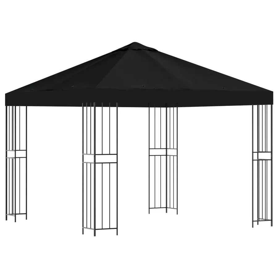 Pavillon 3 x 3 m Noir Polyester et Acier 190 gsm - 2