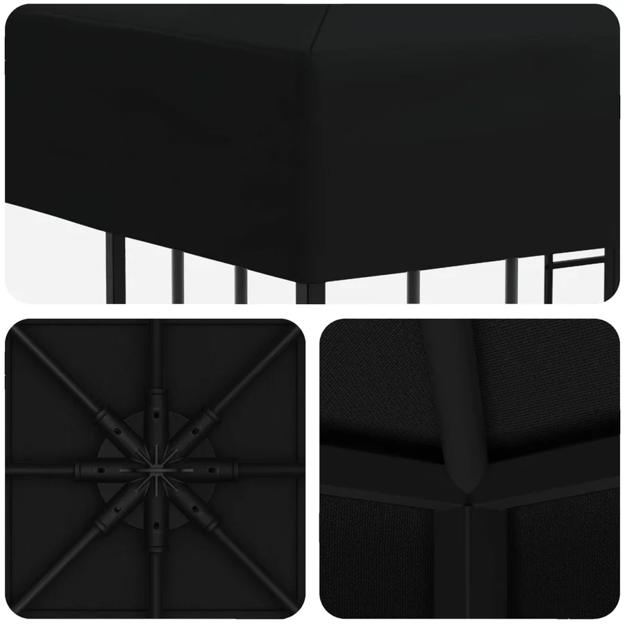 Pavillon 3 x 3 m Noir Polyester et Acier 190 gsm - 5
