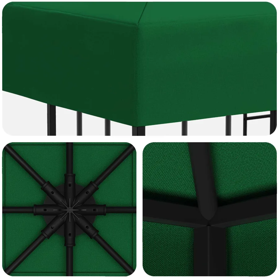 Pavillon 3 x 3 m Vert Polyester et Acier 190 gsm - 5