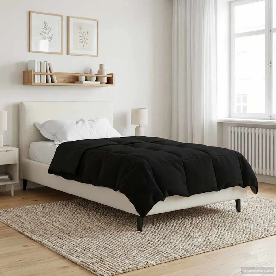 Duvet complet toute l'année Noir 140 x 220 cm Microfibre