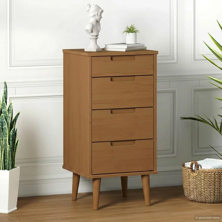 Commode MOLDE Caramel 40 x 35 x 82 cm Bois de pin massif
