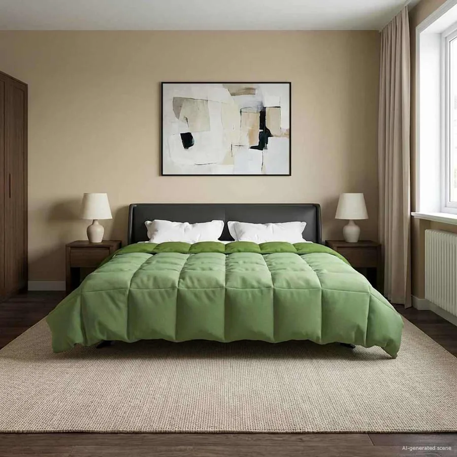 Duvet d'été simple Matelassé Vert 200 x 220 cm Microfibre