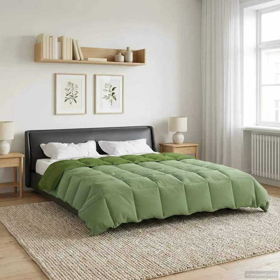 Duvet d'été simple Matelassé Vert 200 x 220 cm Microfibre - 4