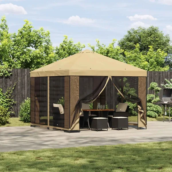 Abri de jardin avec parois 3 x 3 m Crème Polyester et Acier