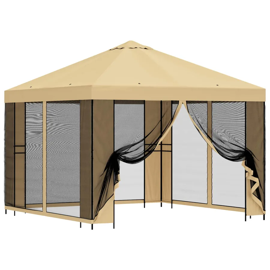Abri de jardin avec parois 3 x 3 m Crème Polyester et Acier - 2