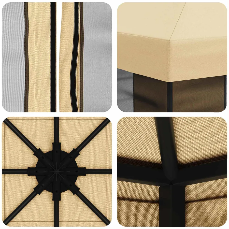 Abri de jardin avec parois 3 x 3 m Crème Polyester et Acier - 7