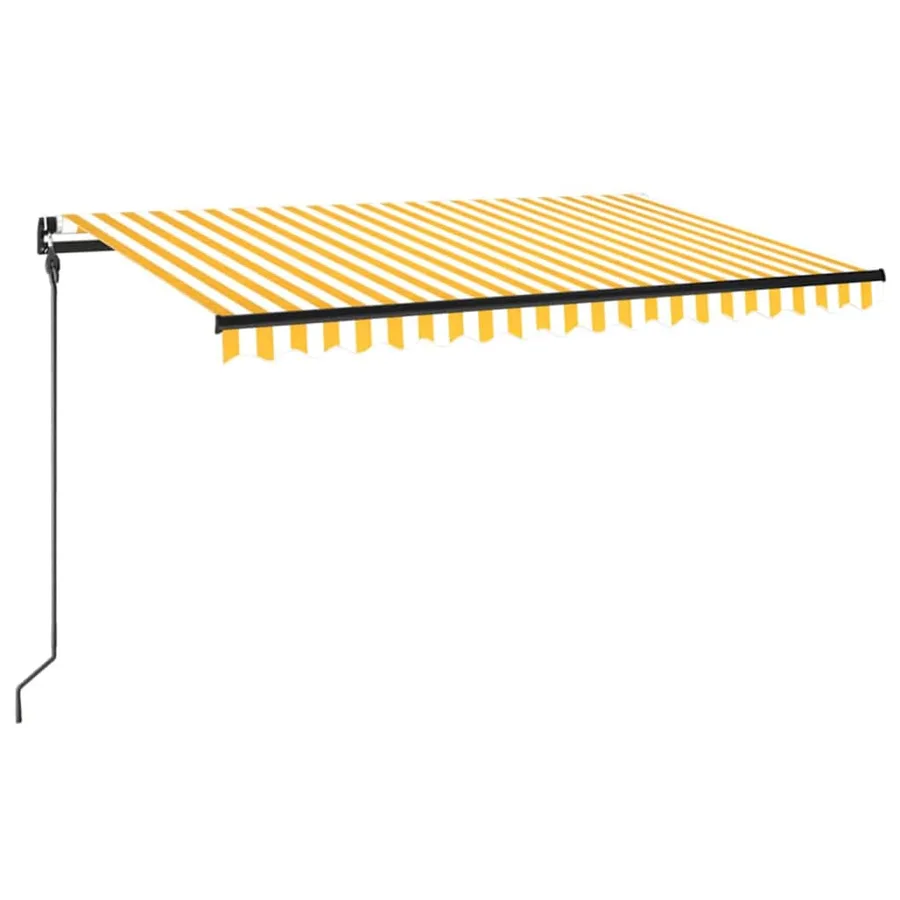 Auvent manuel rétractable avec LED 450x300 cm Jaune et blanc - 2