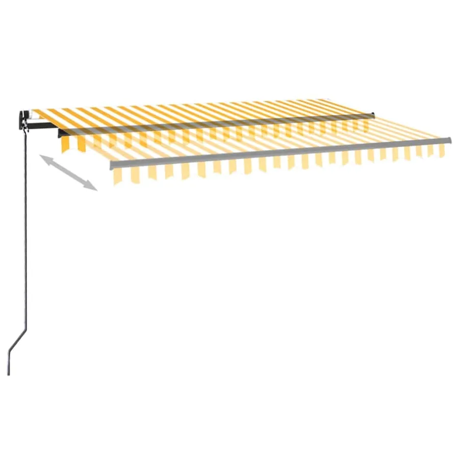 Auvent manuel rétractable avec LED 450x300 cm Jaune et blanc - 3