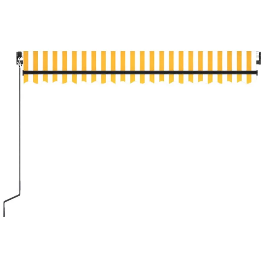 Auvent manuel rétractable avec LED 450x300 cm Jaune et blanc - 4