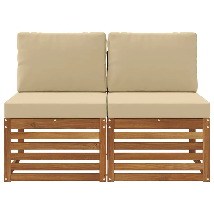 2 Pièce Sofa de milieu extérieur Bois d'Acacia Massif Naturel - 3