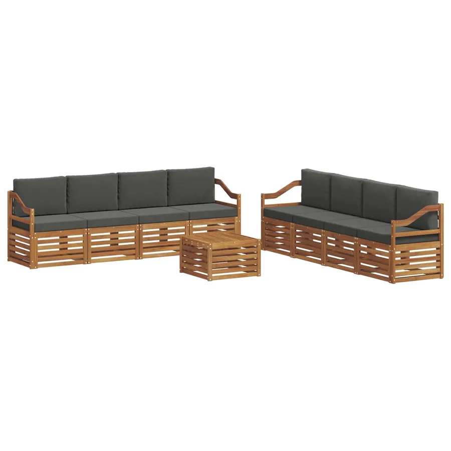 Ensembles de canapés avec coussin 9 pcs Naturel et Anthracite - 2