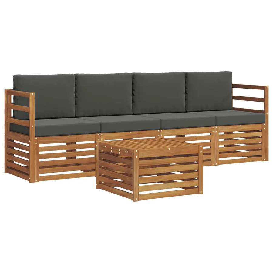 Ensemble de canapés d'extérieur 5 pcs Naturel et Anthracite - 2