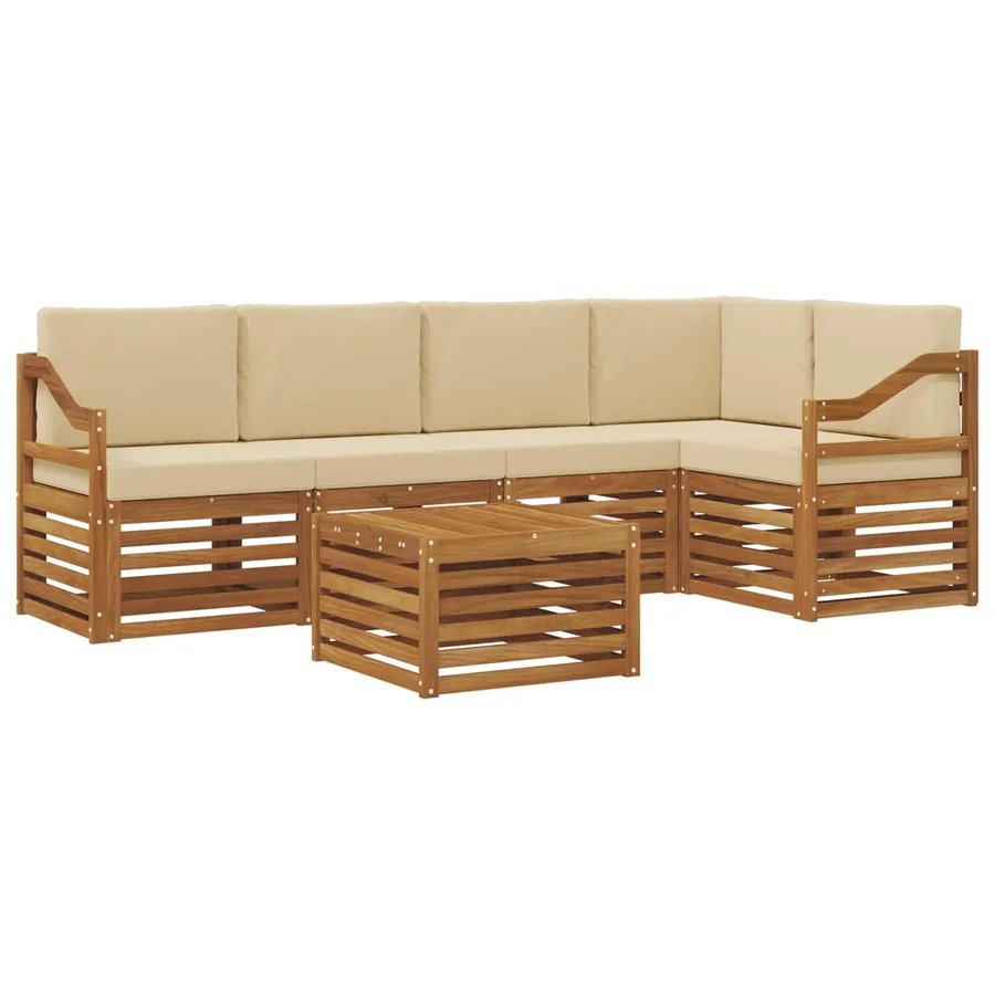 Ensemble de canapé d'angle avec coussin 6 pcs Naturel et Beige - 2