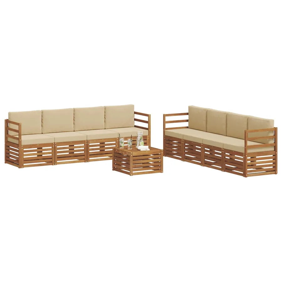 Ensembles de canapés avec coussin 9 pcs Naturel et Beige - 3