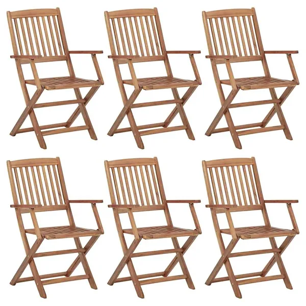 Chaises pliables de jardin 6 pcs Bois d'acacia solide