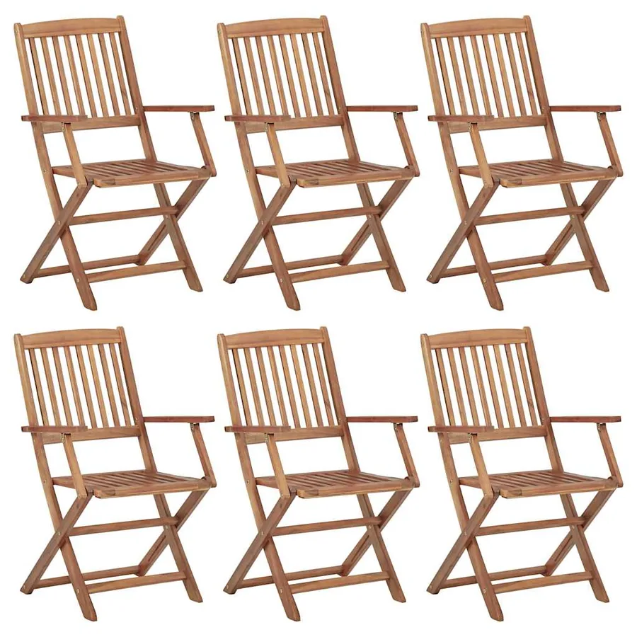 Chaises pliables de jardin 6 pcs Bois d'acacia solide