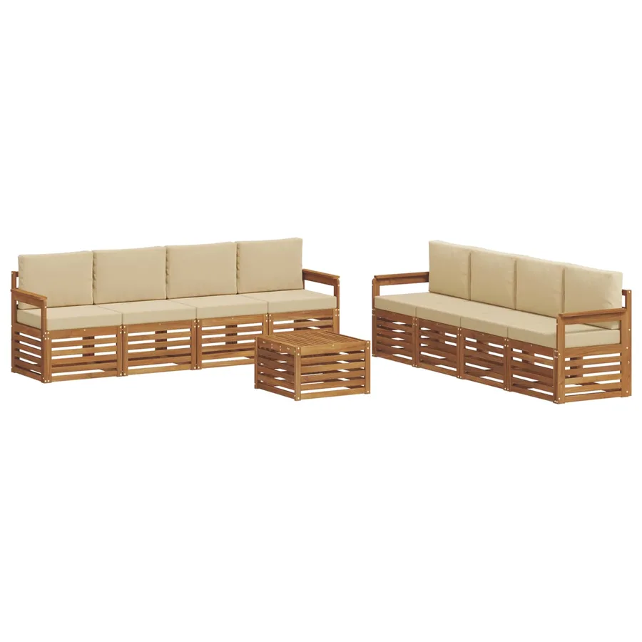 Ensembles de canapés avec coussin 9 pcs Naturel et Beige - 2