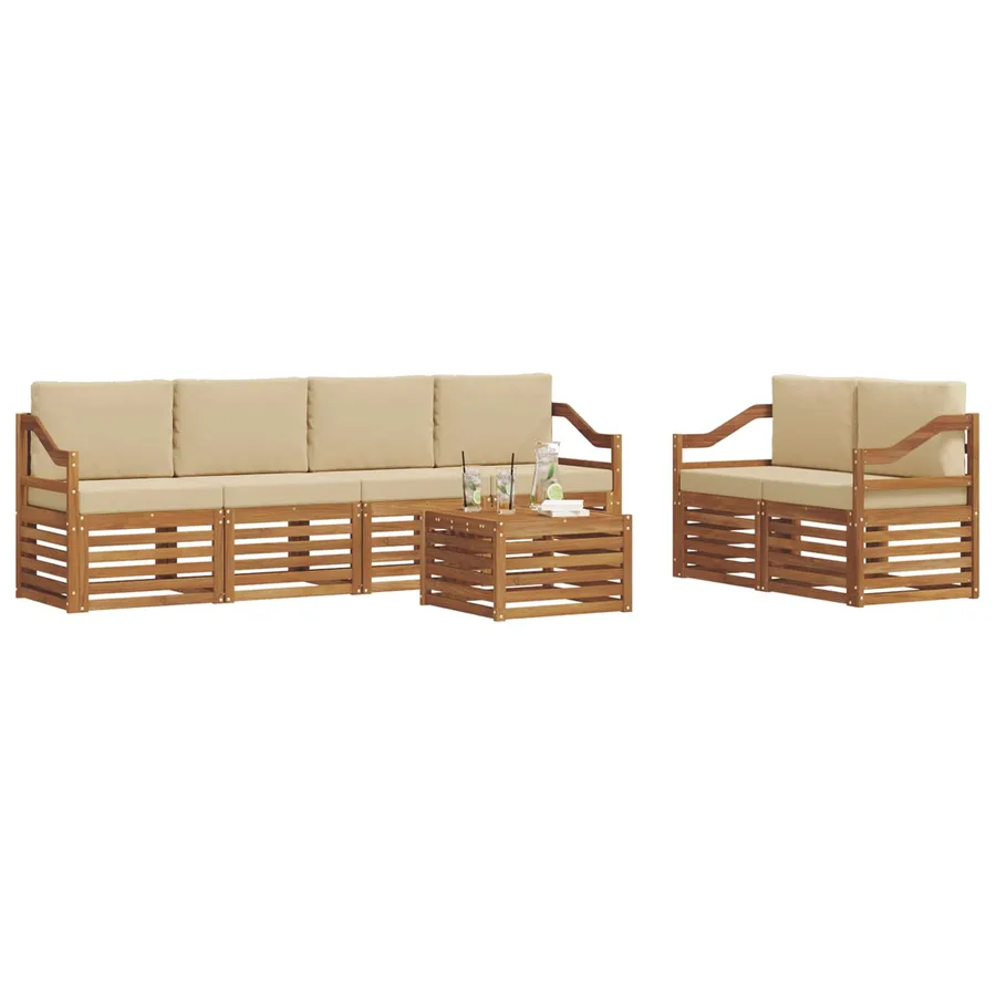 Ensemble de canapés d'extérieur 7 pcs Naturel et Beige - 3