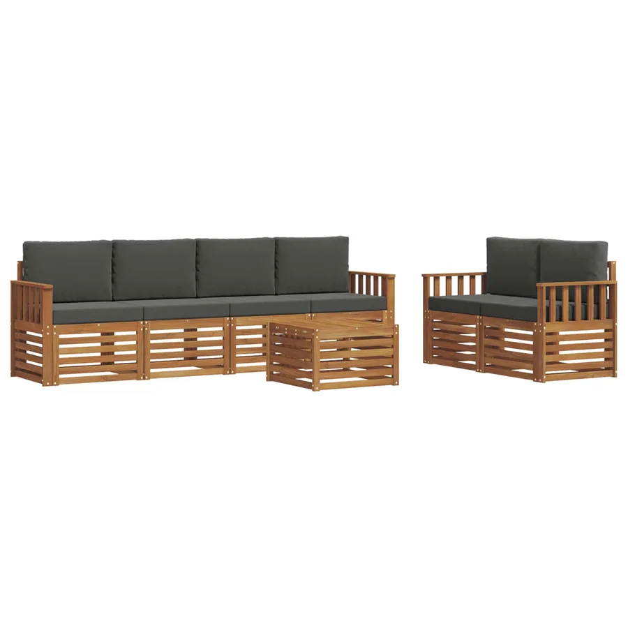 Ensemble de canapés d'extérieur 7 pcs Naturel et Anthracite - 2