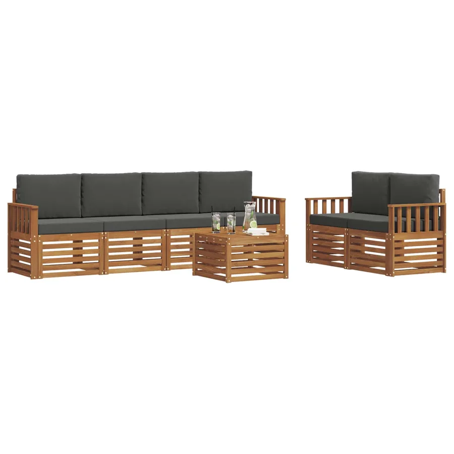 Ensemble de canapés d'extérieur 7 pcs Naturel et Anthracite - 3