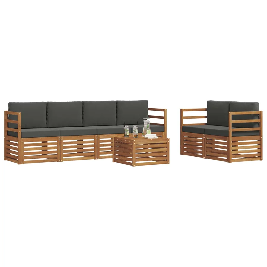 Ensemble de canapés d'extérieur 7 pcs Naturel et Anthracite - 3
