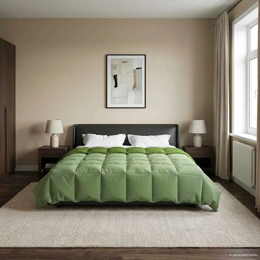 Duvet d'été simple Matelassé Vert 200 x 200 cm Microfibre