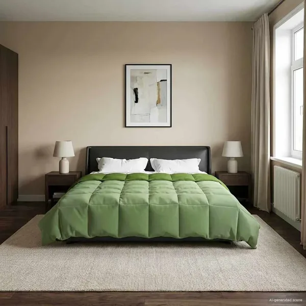Duvet d'été simple Matelassé Vert 200 x 200 cm Microfibre