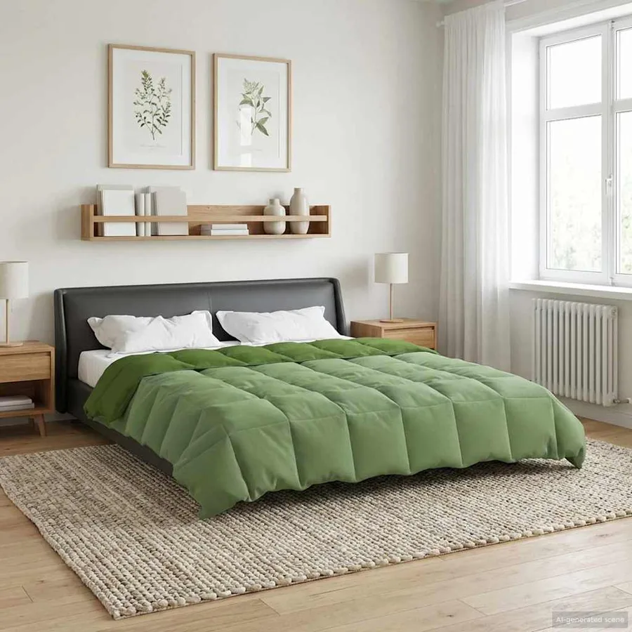 Duvet d'été simple Matelassé Vert 200 x 200 cm Microfibre - 4