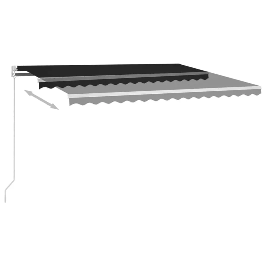Auvent manuel rétractable avec LED 400x350 cm Anthracite - 6