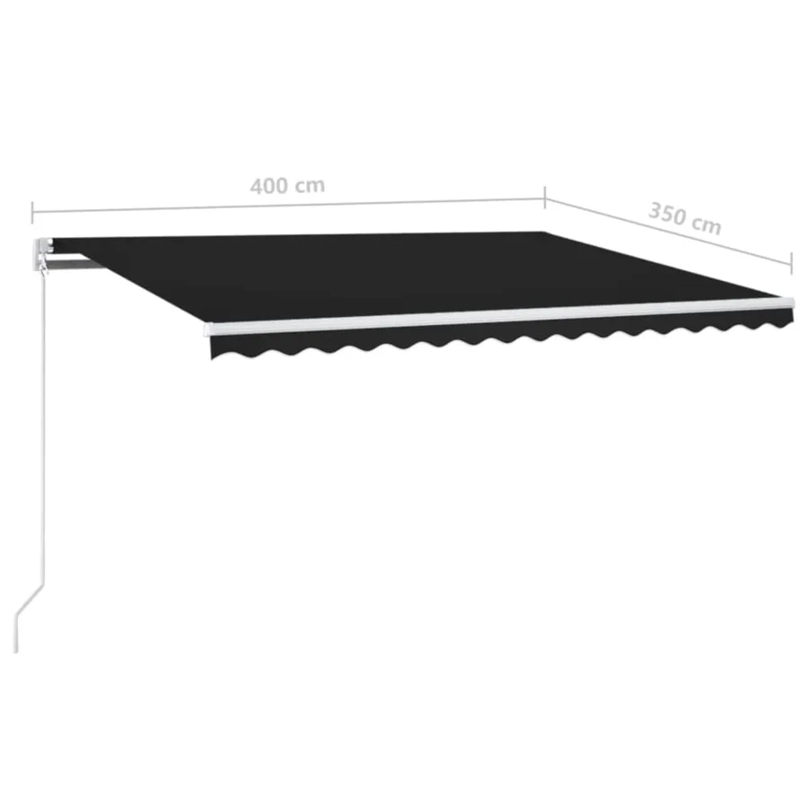Auvent manuel rétractable avec LED 400x350 cm Anthracite - 7