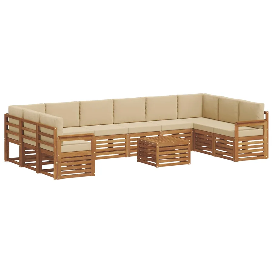 Ensemble de canapés d'extérieur 11 pcs Naturel et Beige - 2