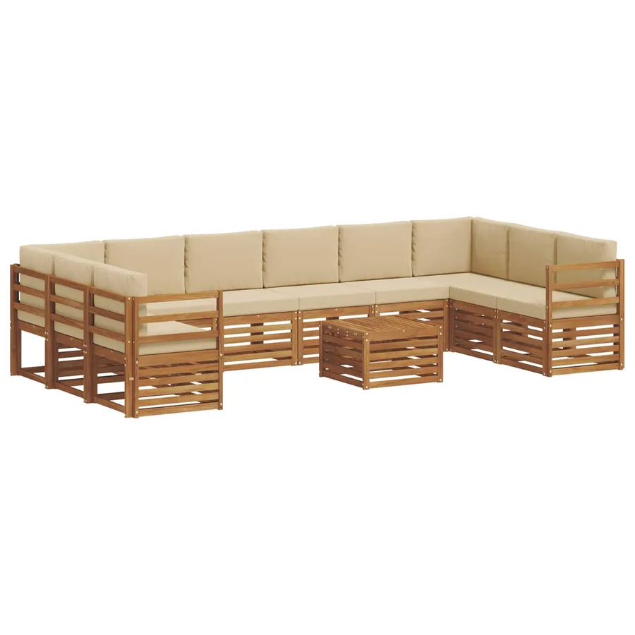 Ensemble de canapés d'extérieur 11 pcs Naturel et Beige - 2