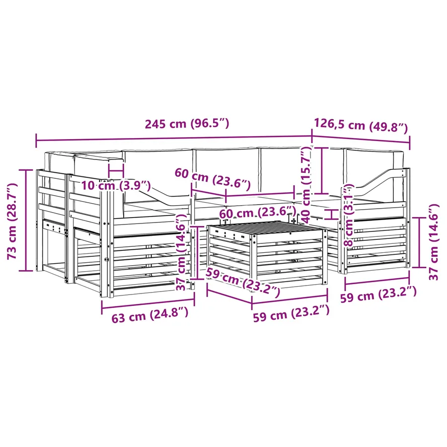 Ensemble de canapés d'extérieur 7 pcs Naturel et Beige - 10