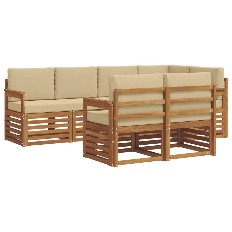 Ensemble de canapé d'angle avec coussin 7 pcs Naturel et Beige - 2