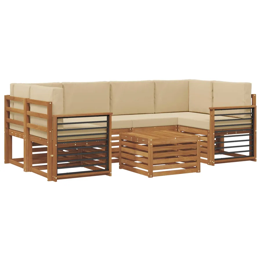 Ensemble de canapés d'extérieur 7 pcs Naturel et Beige - 2