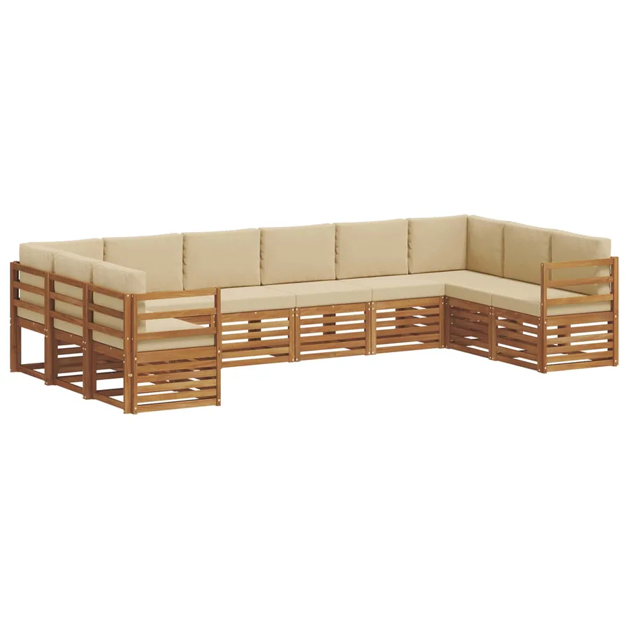 Ensemble de canapé d'angle avec coussin 10 pcs Naturel et Beige - 2