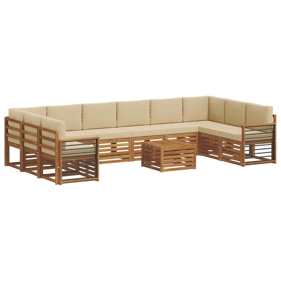 Ensemble de canapés d'extérieur 11 pcs Naturel et Beige - 2