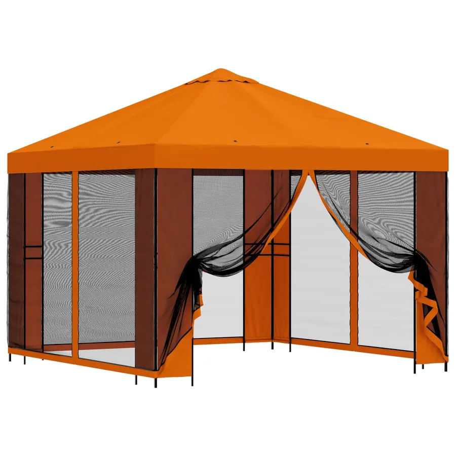 Abri de jardin avec parois 3 x 3 m Orange Polyester et Acier - 2