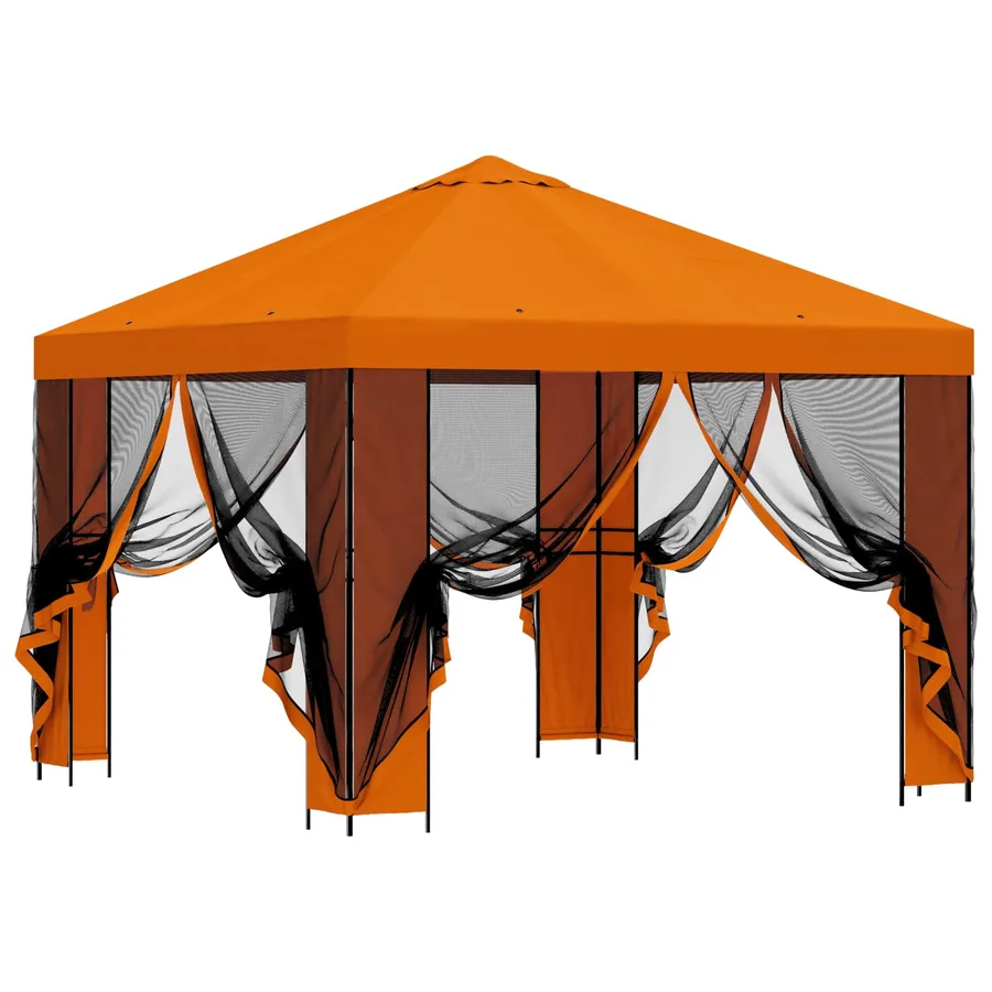 Abri de jardin avec parois 3 x 3 m Orange Polyester et Acier - 4