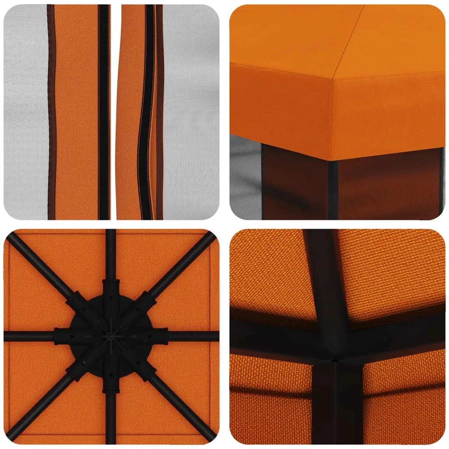 Abri de jardin avec parois 3 x 3 m Orange Polyester et Acier - 7
