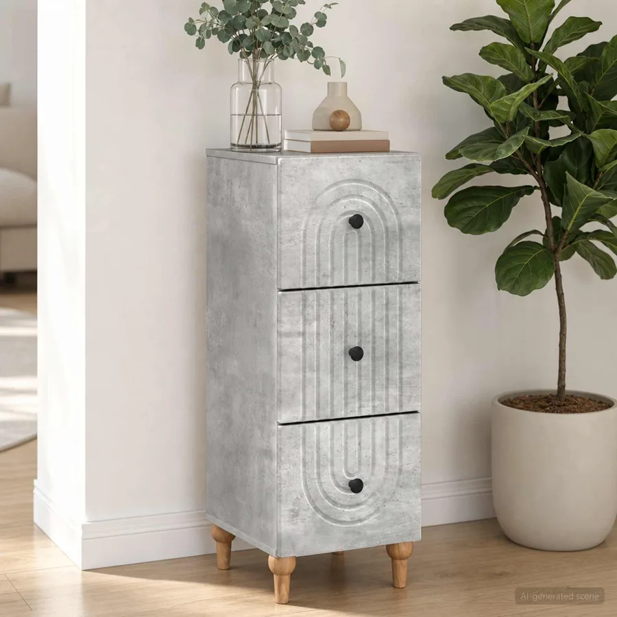 Armoire à tiroirs Gris béton 33 x 34,5 x 90 cm - 4