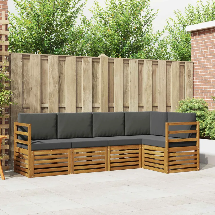 Ensemble de canapé d'angle 5 pcs Naturel et Anthracite