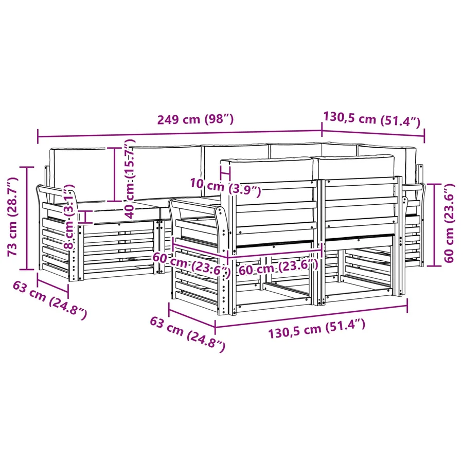 Ensemble de canapé d'angle 7 pcs Naturel et Anthracite - 9