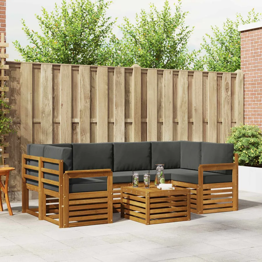 Ensemble de canapés d'extérieur 7 pcs Naturel et Anthracite