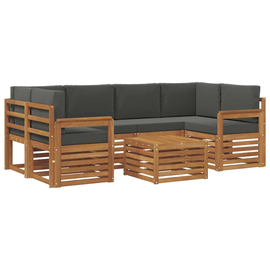 Ensemble de canapés d'extérieur 7 pcs Naturel et Anthracite - 2